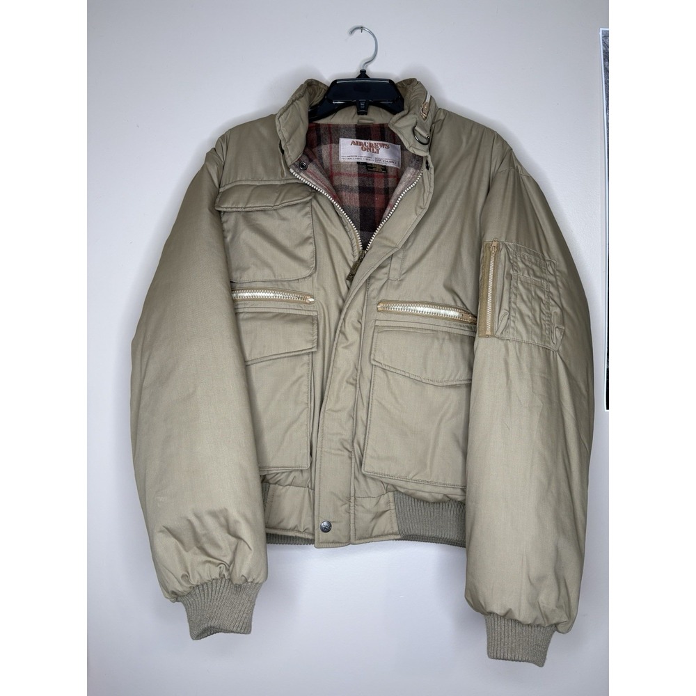 Aircrews Only Camel Goose Feather Jacket Vintage Men's Large‎ Minor Flaws